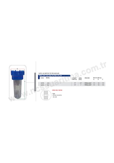 Sufil Marka 10 İnç Tesisat Tipi Filtre Kabı