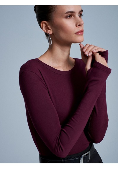 Dilvin 32319 Modal Karışımlı Uzun Kollu Top-bordo Bordo