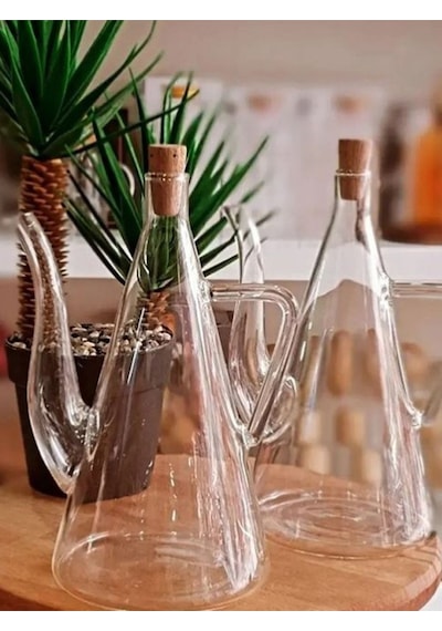 Qerhome Borosilikat Cam Yağdanlık Yağlık Glazzy 500 Ml 2 Adet Standsız Şeffaf
