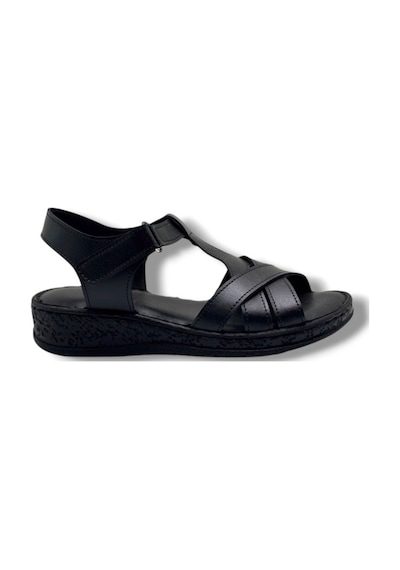 Caprito Sd011-26 Cilt Çapraz Bant Anatomik Dolgu Taban Kadın Sandalet Siyah