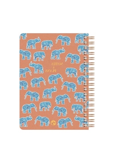 Spiralli Defter - Düz Fil Tasarımlı 17x24 Cm Açık Gri