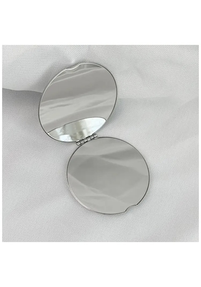 Yuvarlak Metal Cep Aynası - Katlanabilir, Çift Taraflı, Mini Makyaj Aynası, 6 Cm Metal