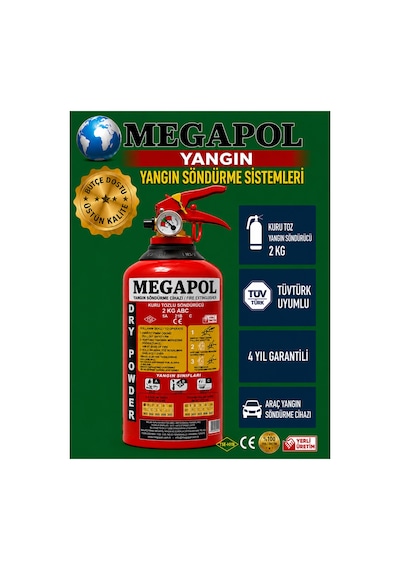 2 Kg Marin Tekne Sertifikalı Tozlu Yangın Söndürme Tüpü, Yangın Söndürme Cihazı, Yangın Söndürücü,
