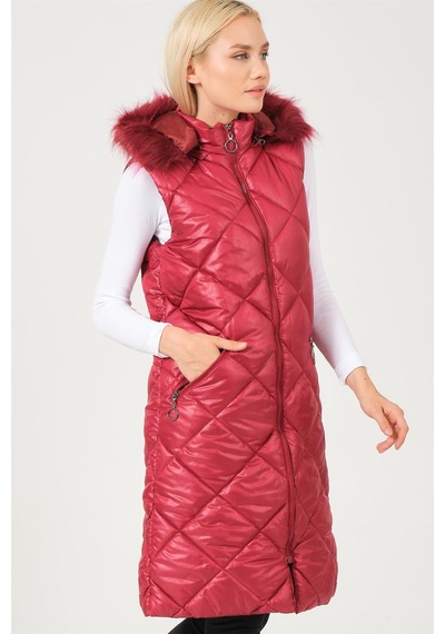 Z6717 Dewberry Bayan Yelek-düz Bordo Düz Bordo