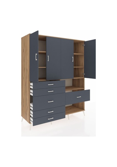 Kronos Gardrop 7 Raflı 6 Çekmeceli 4 Kapaklı 176x59x221 Çam-antrasit Antrasit Kronos Gardrop 7 Raflı 6 Çekmeceli 4 Kapaklı 176x59x221 Çam-antrasit Antrasit