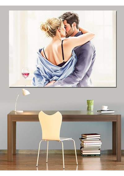 Romantik Çift Buluşması Dekoratif Kanvas - Mdf Ahşap Tablo