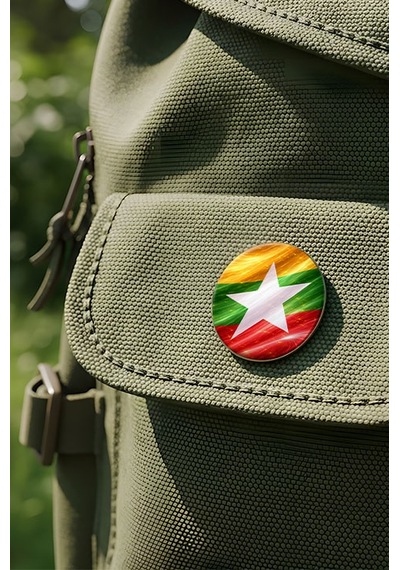 Myanmar Myanmar Abstract Ülke Bayraklı Buton Rozet - 44 MM 5 Adet Çok Renkli