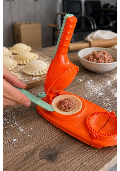 2'si 1 Arada Hamur Açma Ve Presleme Aparatı Mantı Ravioli Börek Poğaça Kalıbı Çok Renkli