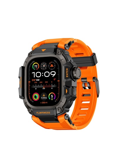 Watch Ultra 49mm Uyumlu Mohseven İwatch Punk Fortress Serisi Kasa Koruyuculu Silikon Kordon Turuncu