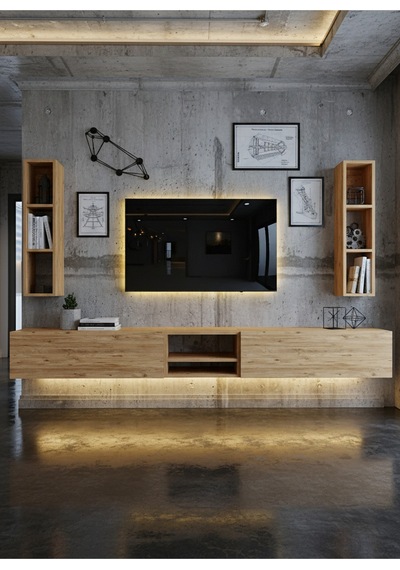 Resital Ledli Duvara Monte Tv Sehpası - Çam - W6002-6 Çam