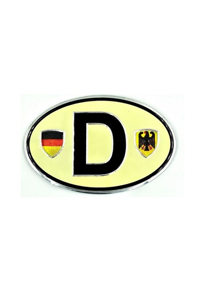 Etiketçilere Özel Armalar Oval Adac D Deutschland Almanya Bayraklı Krem Alüminyum Arma Sticker