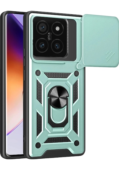 Durukar Mi 14t Pro Kılıf Pars Lens Yüzüklü Silikon - Yeşil