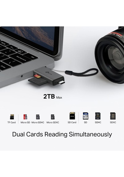 Ua430d Usb 3.0 Type-c & Type-a Sd/microsd Kart Okuyucu 5 Gbps Hız, Uhs-ı 200 Mb/s, Çift Kart Eşzamanlı Okuma/yaz