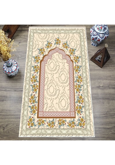 Dijital Baskılı, Yıkanabilir, Yumuşak Dokulu Çocuk Ve Yetişkin Seccade S-dot-sn-077 Bej