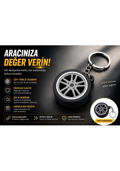 Araç Lastiği Anahtarlık , Tekerlek Anahtarlık - Jant Lastik Araba Anahtarlığı