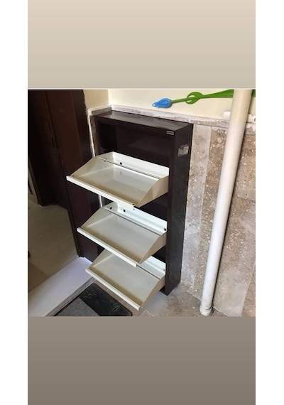 Kaser Marka 3 Lü Dikey Metal Ayakkabılık Beyaz