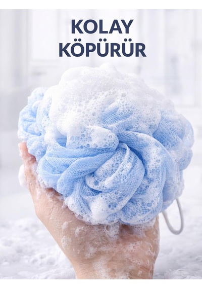 2'li Karışık Banyo Lifi Büyük Boy 35gr Vücut Duş Kesesi File Top Lif Peeling Etkili Hijyenik Banyo