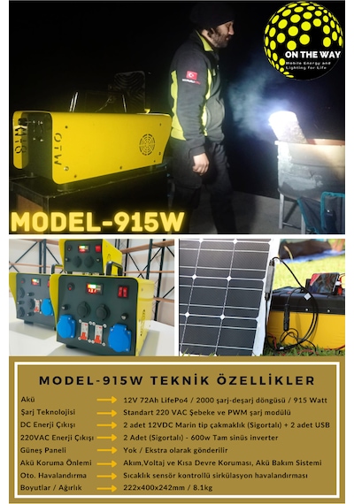 Otw Model 915w Taşınabilir Güç İstasyonu Lifepo4 Bataryalı Solar Jeneratör