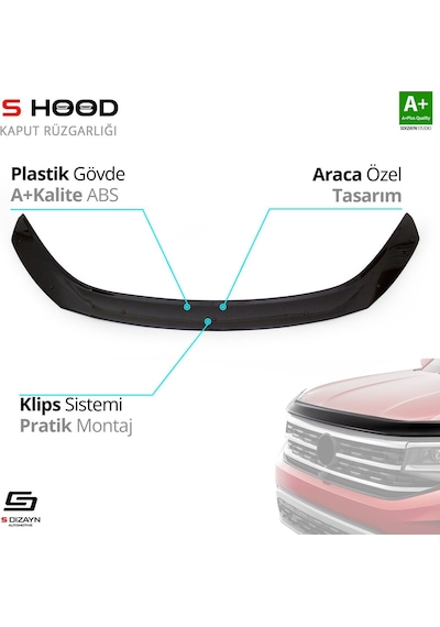 S-dizayn Honda Civic Abs Plastik Kaput Rüzgarlığı 2016 Üzeri A+kalite