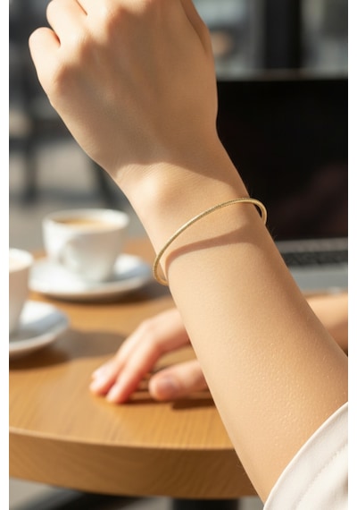 Cm Gold Renk Simli Model 65 Mm Bilezik - Lisinya Altın