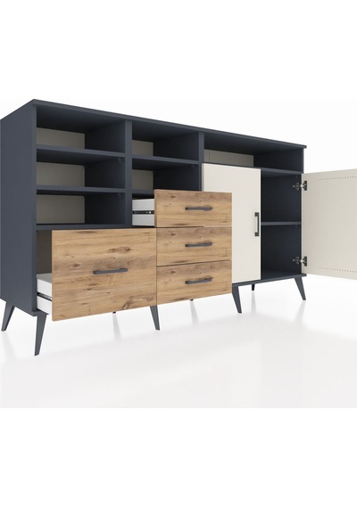 Kronos Konsol 7 Raflı 4 Çekmeceli 2 Kapaklı 176x59x99 Antrasit-ay Antrasit-aytaşı/çam Kronos Konsol 7 Raflı 4 Çekmeceli 2 Kapaklı 176x59x99 Antrasit-ay Antrasit-aytaşı/çam