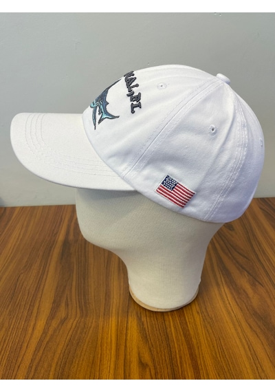 Shark Nakışlı Vintage Eskitme Pamuklu Beyzbol Cap Şapka Beyaz