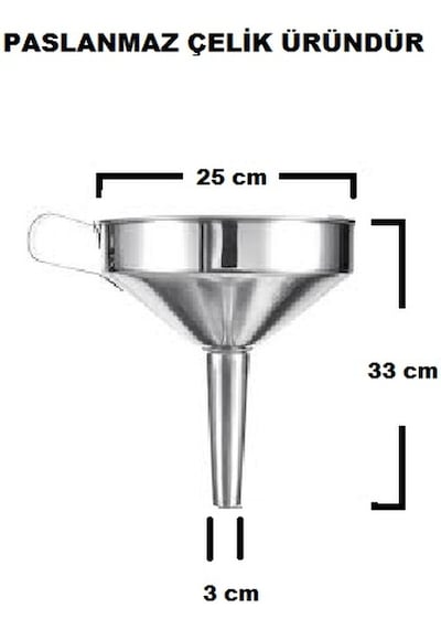 Paslanmaz Çelik Mazot Hunisi Metal Yağ Hunisi Metal Reçel Hunisi 20 Cm N11.6