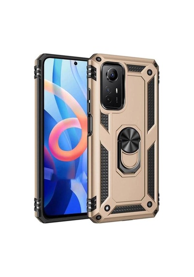 Xiaomi Redmi Note 12s Kılıf Sofya Yüzüklü Silikon Kapak - Gold Çokrenkli