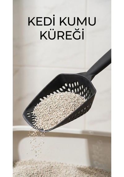 Kedi Kumu Eleme Küreği, Metal Gövde Ve İnce Diş Yapısıyla Hijyenik Temizlik Amaçlı