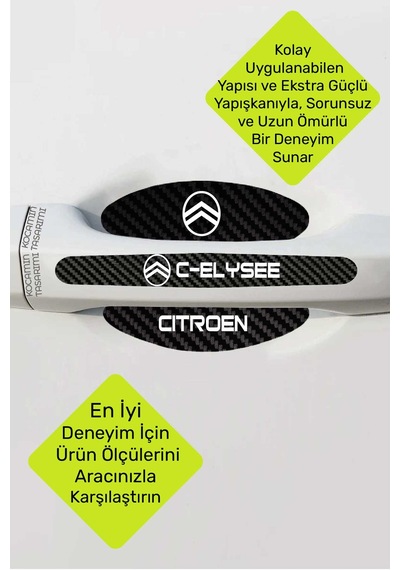 Citroen C-elysee Karbon Desenli Kapı Kolu Koruyucu Set Çizilmelere Karşı Dayanıklı Ve Dekoratif Tasarım