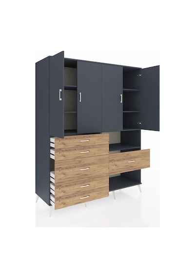 Kronos Gardrop 7 Raflı 6 Çekmeceli 4 Kapaklı 176x59x221 Antrasit-antrasit/çam Antrasit/çam Kronos Gardrop 7 Raflı 6 Çekmeceli 4 Kapaklı 176x59x221 Antrasit-antrasit/çam Antrasit/çam