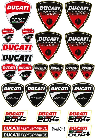 Sticker Seti Performance Ducatı Tasarımlı Karışık Sponsor Grenaj Kaplama 01 Nötr