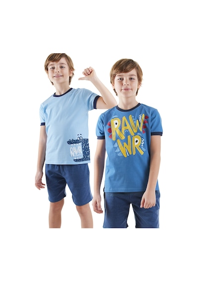 Denokids Rawr Erkek Çocuk 2'li T-shirt Takım Renkli Çok Renkli