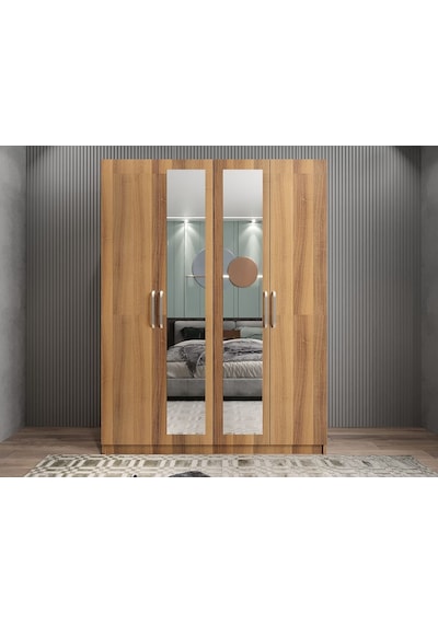 Bevel 4 Kapaklı Gizli Çekmeceli Gardırop Cvz 160 Cm- Montaj Dahil