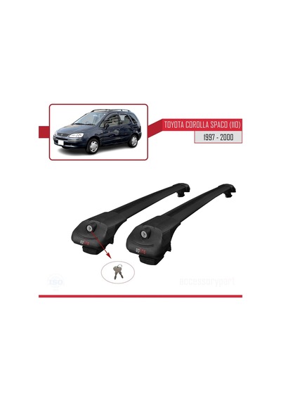 Toyota Corolla Spacio E110 1997-2000 Arası İle Uyumlu Ace-1 Ara Atkı Tavan Barı Siyah