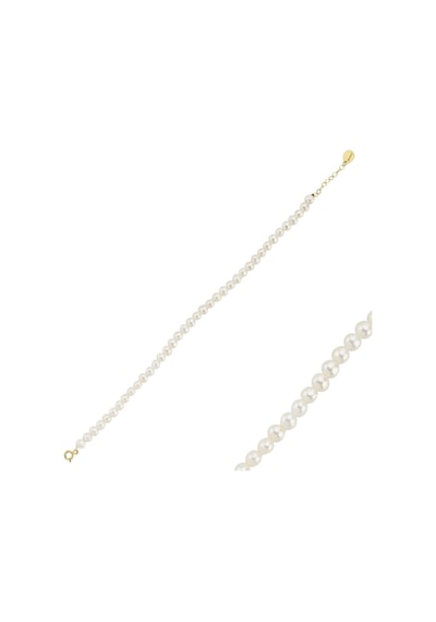 4,5 Mm Doğal İnci Sıralı Bileklik 20 Cm / Sarı Gümüş