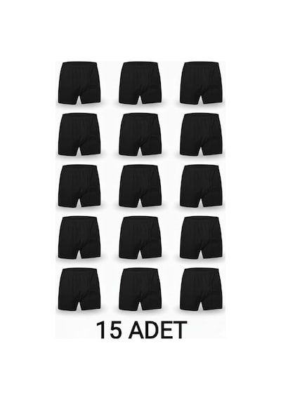 Enmodaiçgiyim 15 Adet Siyah %100 Pamuk Rahat Kesim Erkek Paçalı Külot Boxer