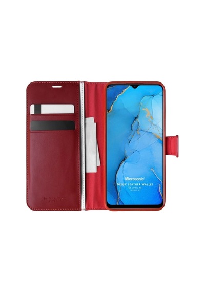 Oppo Reno 3 Kılıf Standlı Kapaklı Korumalı Kırmızı R58960:kırmızı