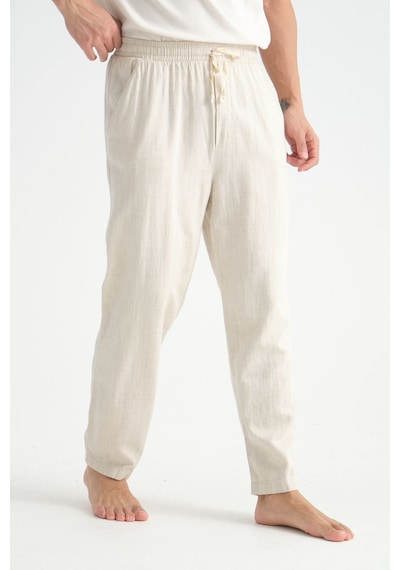 Redline Luxe Erkek Baggy Keten Karışımı Rahat Pantolon Bol Paça Yeni Sezon Bej