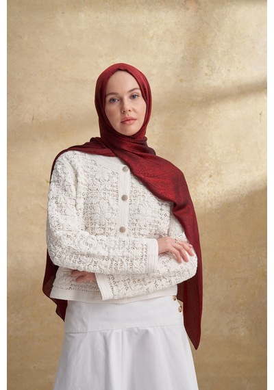 Armanda Jose Jakar Ethnic Desen Şal- 3303 Bordo