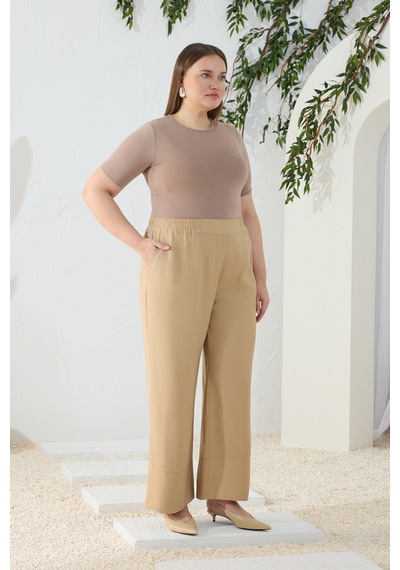 Aker Camel Beli Lastikli Pantolon Camel Camel