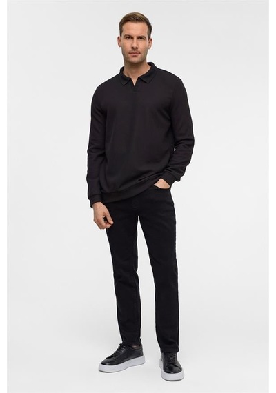 Süvari Siyah Regular Düz Polo Yaka Sweatshirt Sw2013700020-s09 Siyah