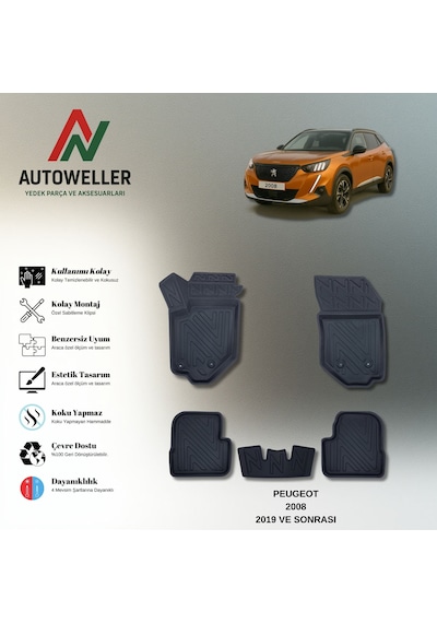 Peugeot 2008 2019 Sonrası Uyumlu Havuzlu Oto Paspas