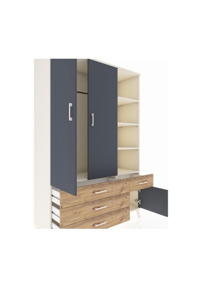 Hyperion Dolap 5 Raflı 4 Çekmeceli Tek Askılı 132x44x195 Aytaşı-antrasit/çam Antrasıt/atlas Çam Hyperion Dolap 5 Raflı 4 Çekmeceli Tek Askılı 132x44x195 Aytaşı-antrasit/çam Antrasıt/atlas Çam