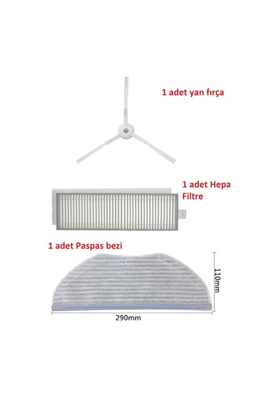 Vıomı V3 Max Uyumlu Hepa Filtre Mop Paspa Ve Yan Fırça