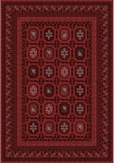 Bordo Afgan Desenli Dekoratif Kaymaz Taban Yıkanabilir Halı