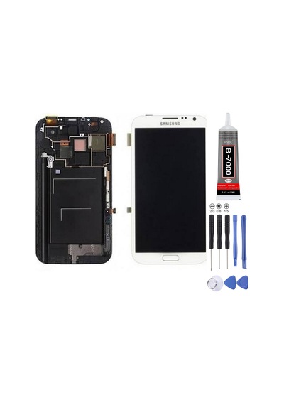 Samsung N7100 Note 2 Uyumlu Lcd Ekran Beyaz + Montaj Kiti