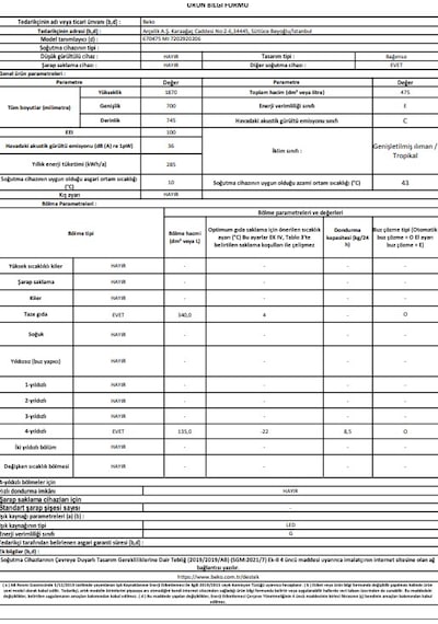 Beko 670475 MI 475 L No-Frost Buzdolabı