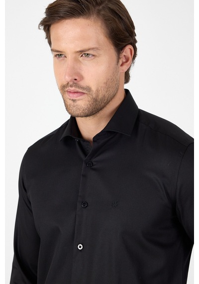 İmza Siyah Uzun Kol Yarım İtalyan Yaka Cepsiz Non Iron Slim Fit Pamuklu Gömlek 1004250267 Siyah İmza Siyah Uzun Kol Yarım İtalyan Yaka Cepsiz Non Iron Slim Fit Pamuklu Gömlek 1004250267 Siyah