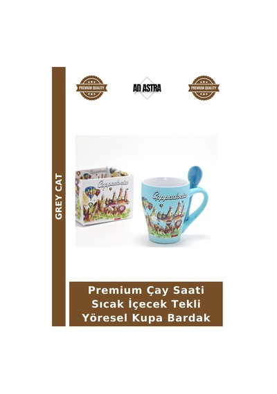 Premium Çay Saati Sıcak İçecek Tekli Yöresel Kupa Bardak Çok Renkli